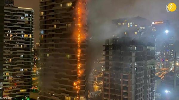 آتش سوزی در ساختمان 24 طبقه در استانبول